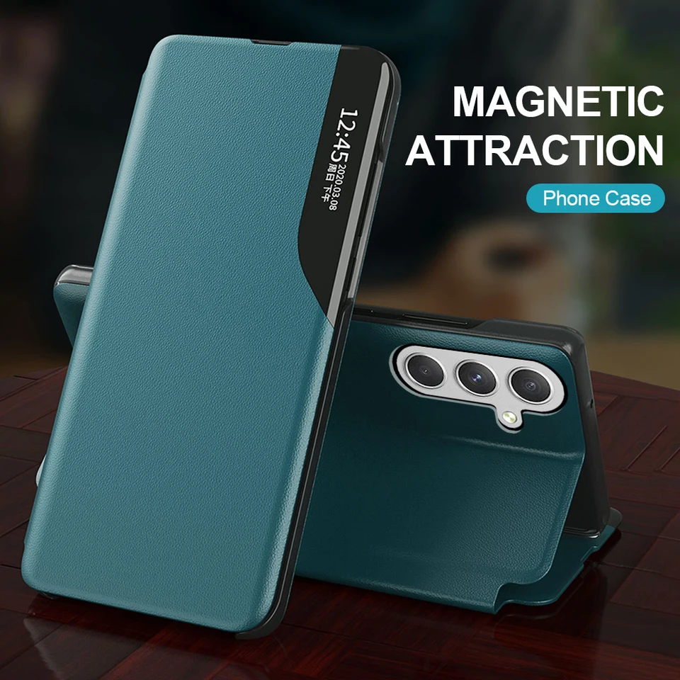 Samung S 24 Fe 24FE Case Smart View Magnetickú koženú flip stojan pre Samsungs24fe Samsung Galaxy S24 Fe S24fe 5G Kniha Coque Coque