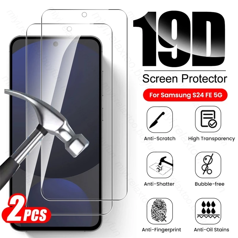 Samung S 24 Fe Prípad 2ks 9h Temperované sklo pre Samsung Galaxy S24 Fe S24Fe 5G Chránič obrazovky Anti-Scratch HD Film Samsungs24fe