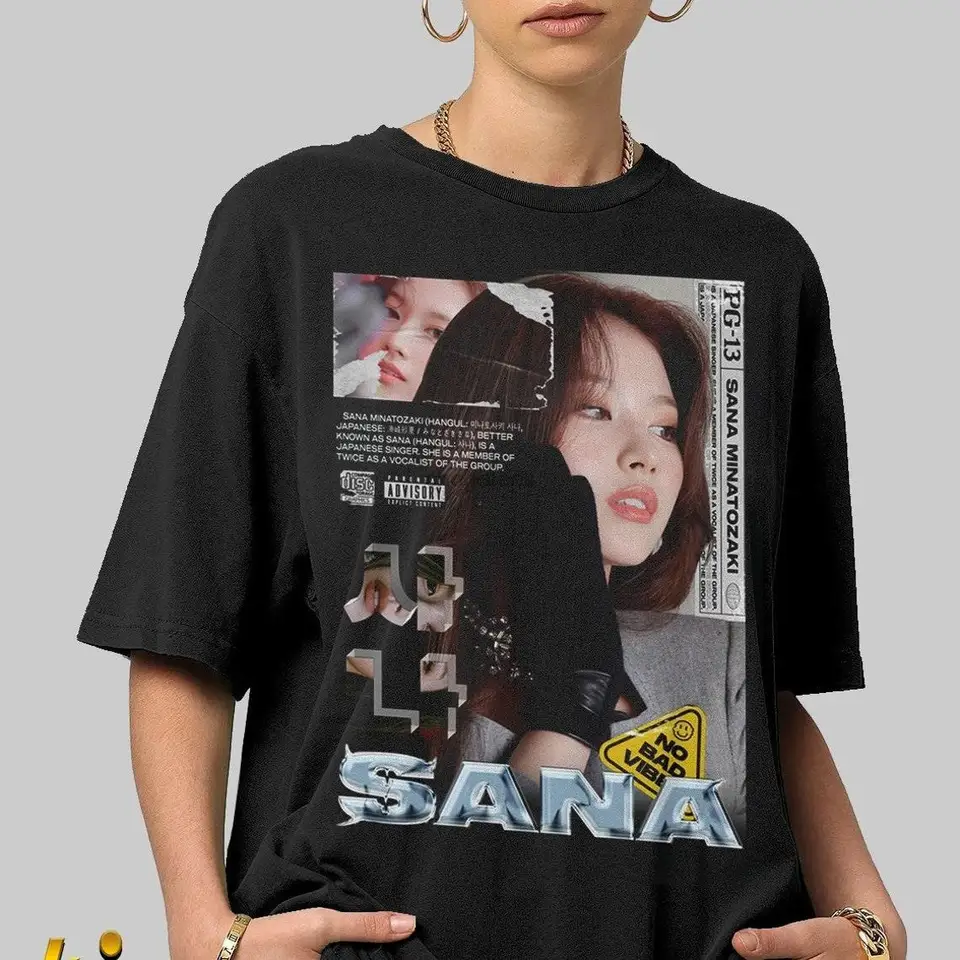 SANA Dvakrát tričko dvakrát grafické tričko SANA dvakrát KPOP TRIPING MAGAZINE Kryt estetické KPOP tričko DWK110