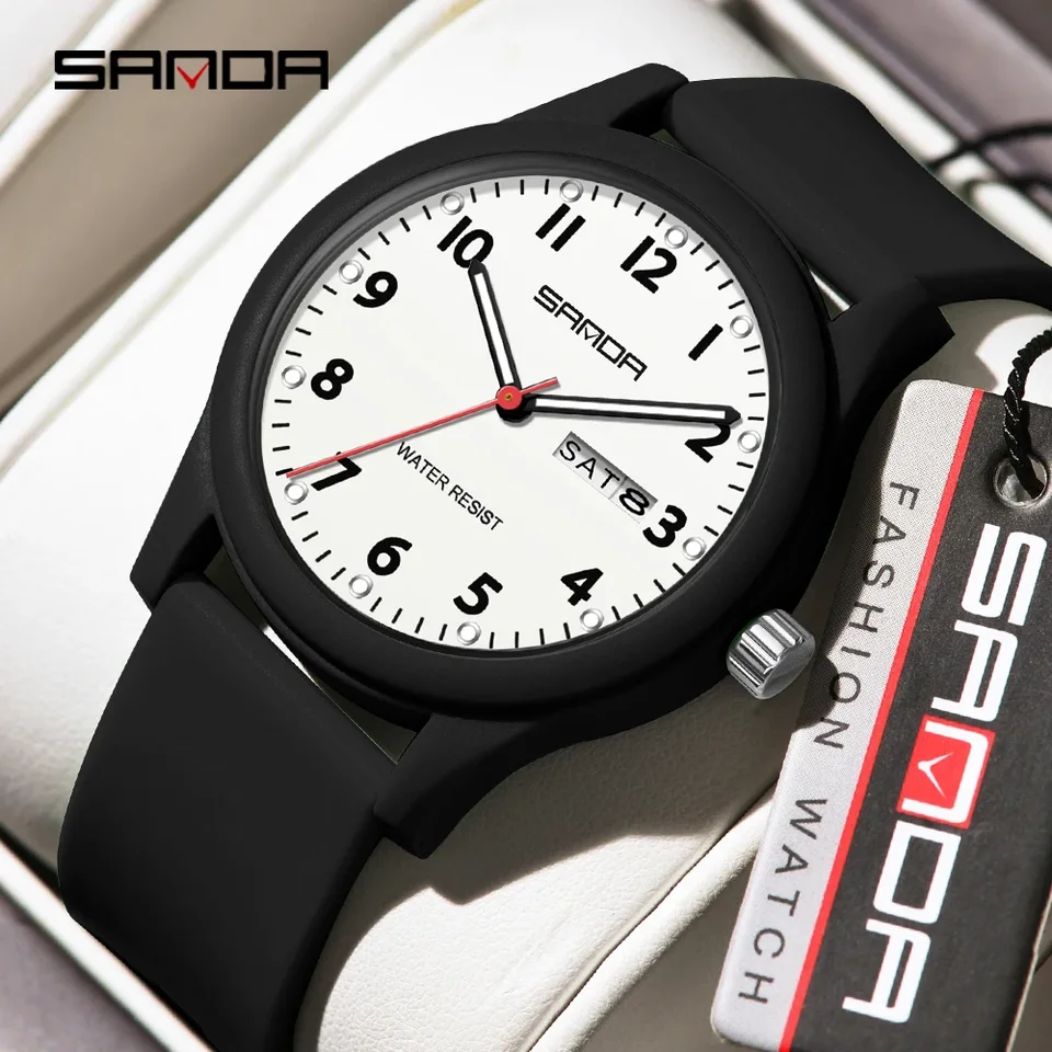 SANDA 3263 NOVÝ MINIMALICKÝ Dámsky Quartz Watch Clock Minimalistický Vodotesný kalendár 2024 Dámske Quartz Watch