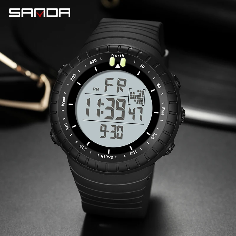 SANDA HOT BRAND LUXURY VOJENA Vojenský športový muž hodinky vedené digitálnym svetelným vodotesným potápaním STOPWATCH BAMBLEL GLAND Pánske hodinky