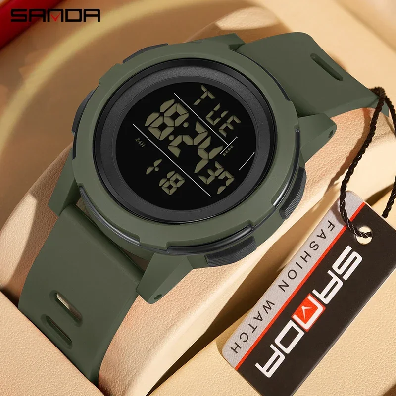 Sanda Men Outdoor Sport Wristwatch Luxusné svetelné LED analógové digitálne displej Stopwwatch Nepremokavé mužské elektróny stopky