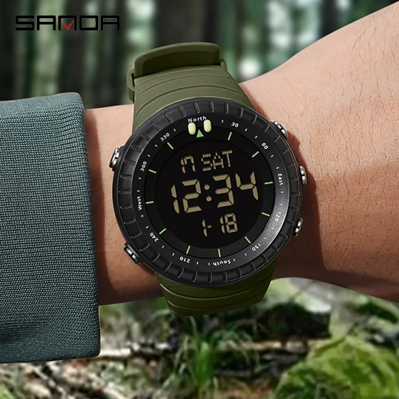 Sanda Sport Military Sports Watch Men Digitálne hodinky viedli vodotesné odpočítavanie Multifunkčné mužské náramky re vlogio maskulino