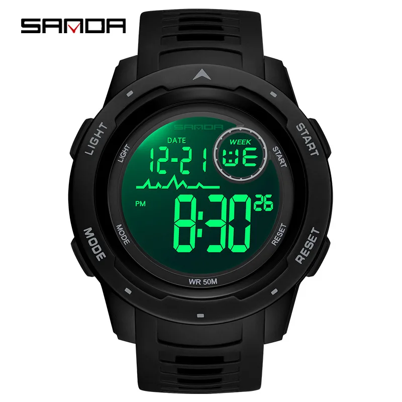 SANDA Top Brand Luxury Men hodinky Sports Pedometer Kalórie 50 metrov vodotesné LED Digitálne hodinky Elektronové zápästie Watch Relogio