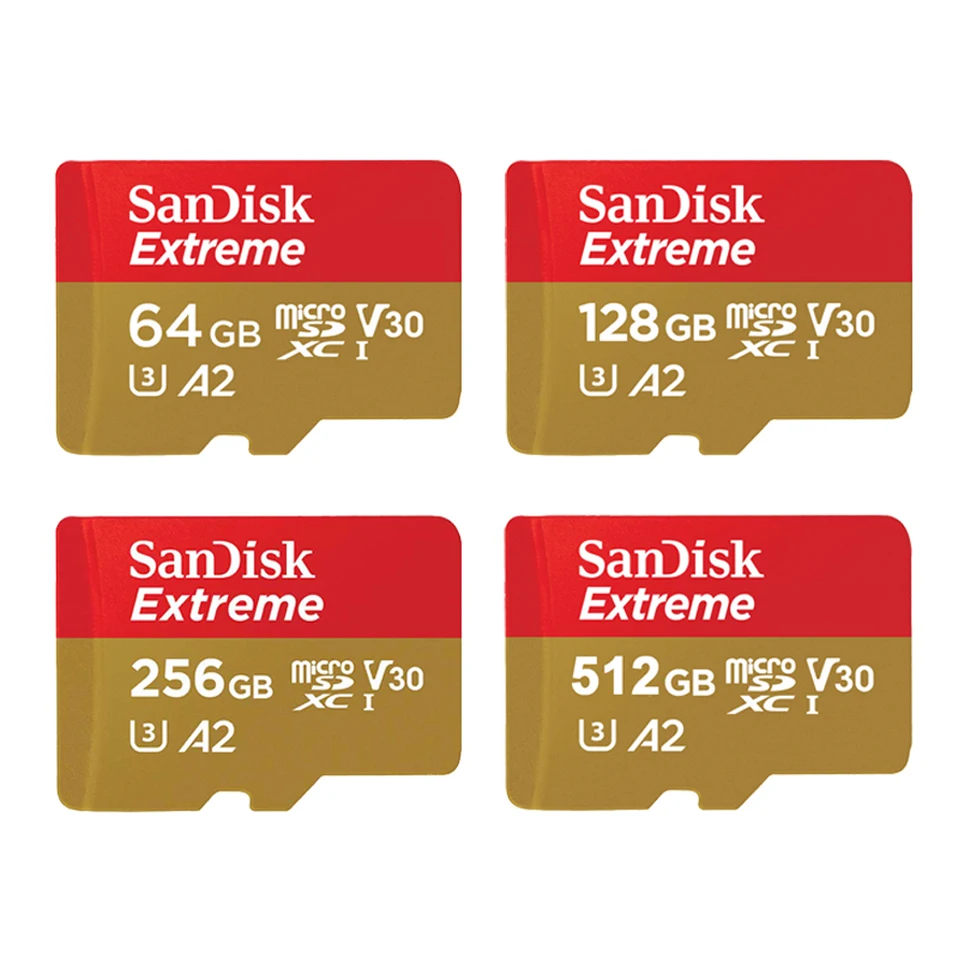 Sandisk Extreme MicroSD 1TB 512 GB 256 GB Pamäťová karta A2 U3 UHS-I USB3.0 4K Flash Micro SD karta pre fotoaparát GoPro DJI DRONE