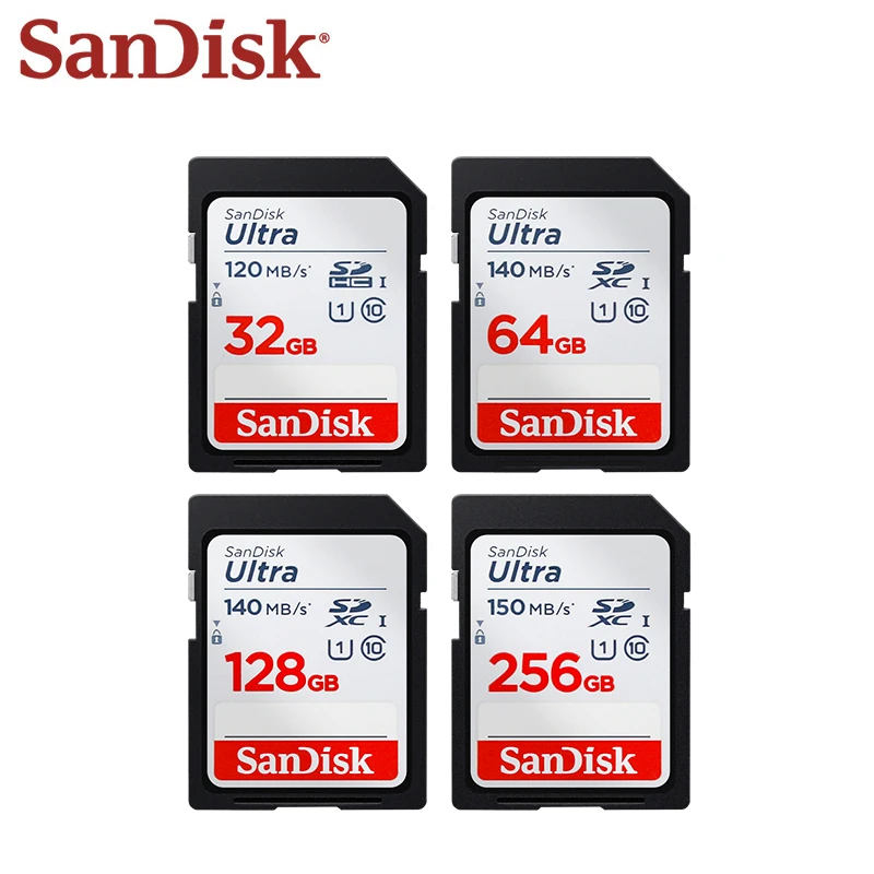 Sandisk Ultra SDHC UHS-I Card a SDXC Pamäťová karta 32 GB 64 GB 128 GB 256 GB Originálna karta SD pre fotoaparát až do 150 MB/S Flash karta