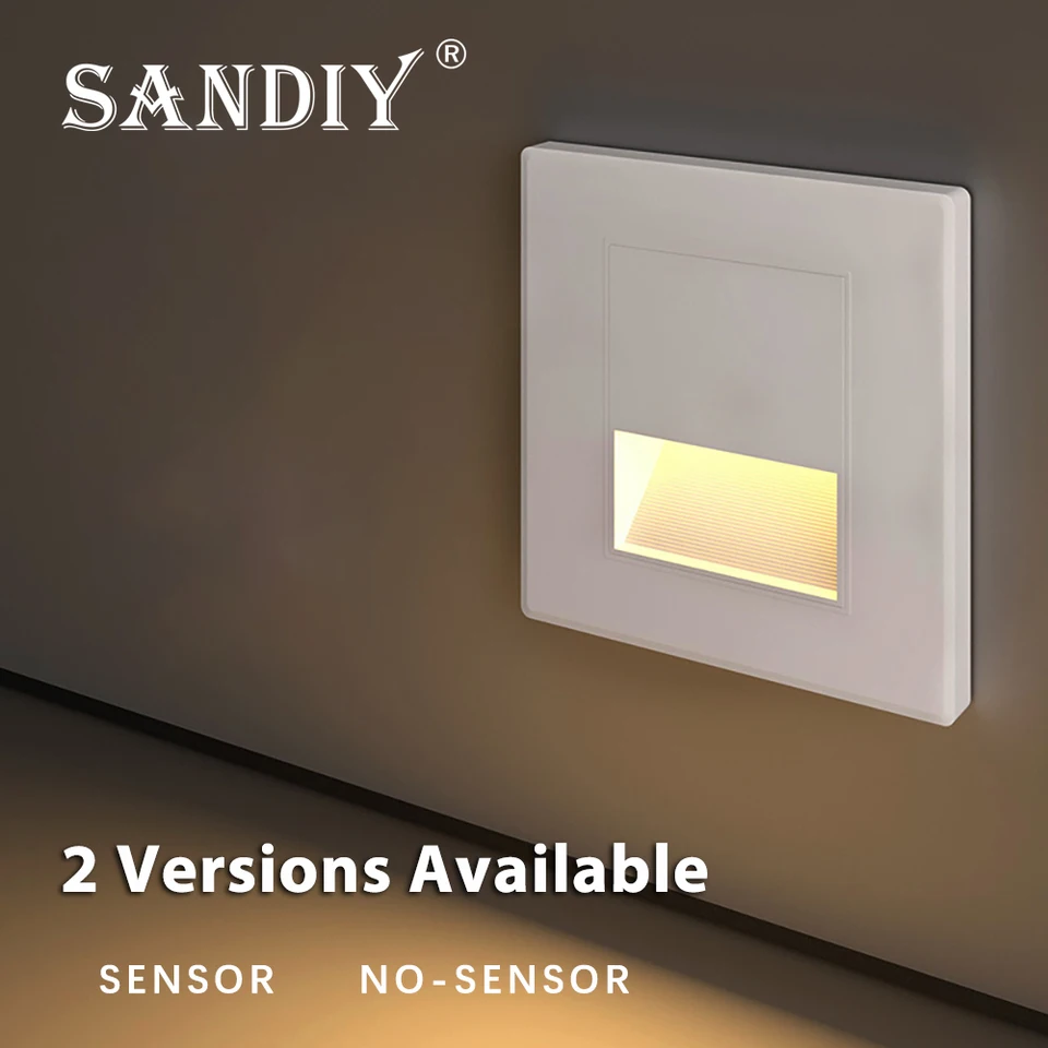 Sandiy Schody LED svetlá Zapustené nočné lampa s pohybovým snímačom vnútorným osvetlením svietidla Radar Induction Foot Light 220V 110V