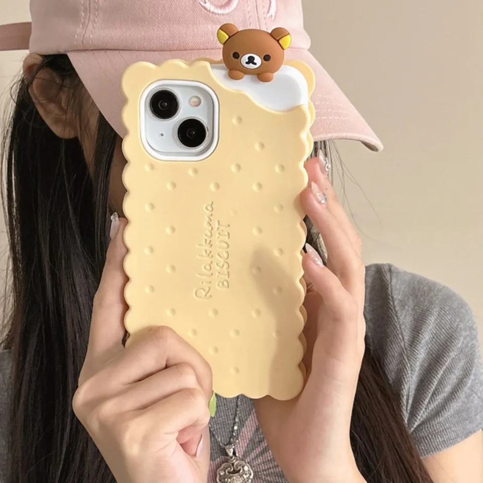 Sandwich Rilakkuma Bear Biscuit Telefón puzdro pre iPhone 15 Pro Max 14 Plus 13 12 11 Pro Max Soft Silikone Cover