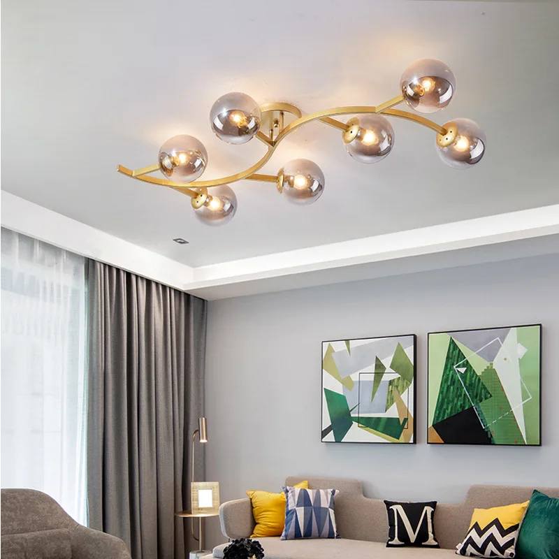 Sandyha Moderný minimalistický stropný svetlo Svetlo Glass Glass Stropná lampa LED osvetlenie svietidla do obývacej izby v obývacej izbe Domáca dekorácia
