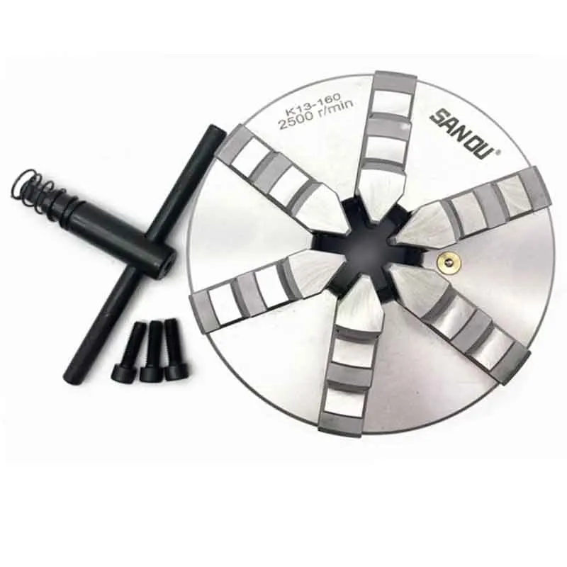 Sanou 6 čeľusť Chuck 160 mm K13-160 Šesť čeľuste Self-Centering Universal Type Lathe Chuck Suck Tool Príslušenstvo pre predaj