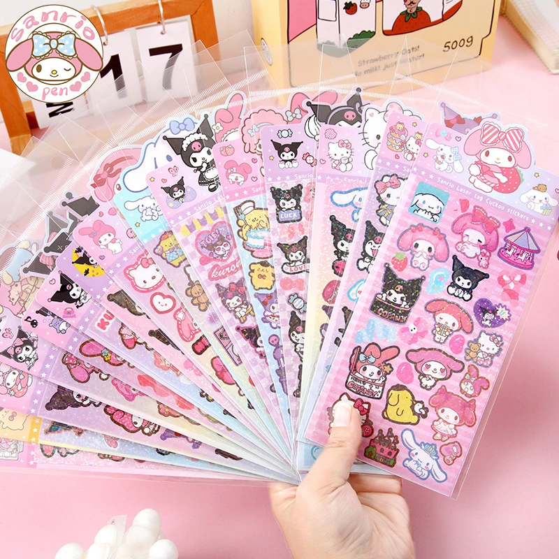 Sanrio 20pcs Cartoon Sticker Pochacco Kuromi Melody Kitty Kawaii Stickers Student Stužnícke potreby Dodávky narodeniny Darčeky Veľkoobchod