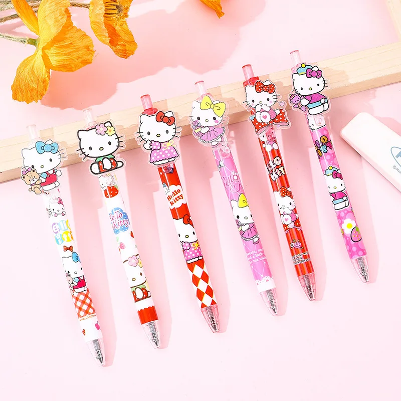 Sanrio 24/48ks gélové pero Hello Kitty Happy Cartoon Nový rok kreatívny 0,5 čierna škola kancelárske potreby podpisy