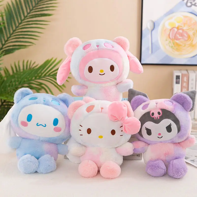 Sanrio 25 cm anime Sanriod hračky Kawaii Kuromi MymeLody Cinnamorol Farebná plyšová láska Love Series Fľdate hračky Vianočný darček pre darček