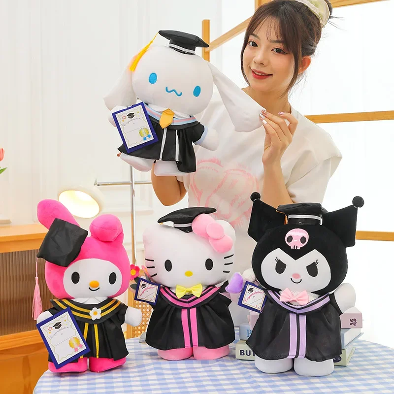 Sanrio Anime Plys 25 cm Cinnamoroll My Melody Kuromi Hello Kitty promócia Plushie Doll Doll Kawaii Soft Gradued Gifts