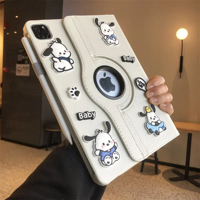 Sanrio Anime Pochacco iPad puzdro pre Pro 11in 10,5 palca Kawaii Cartoon 2022 10. puzdro 360 ° Rotate Protect Shell Case Case Darček