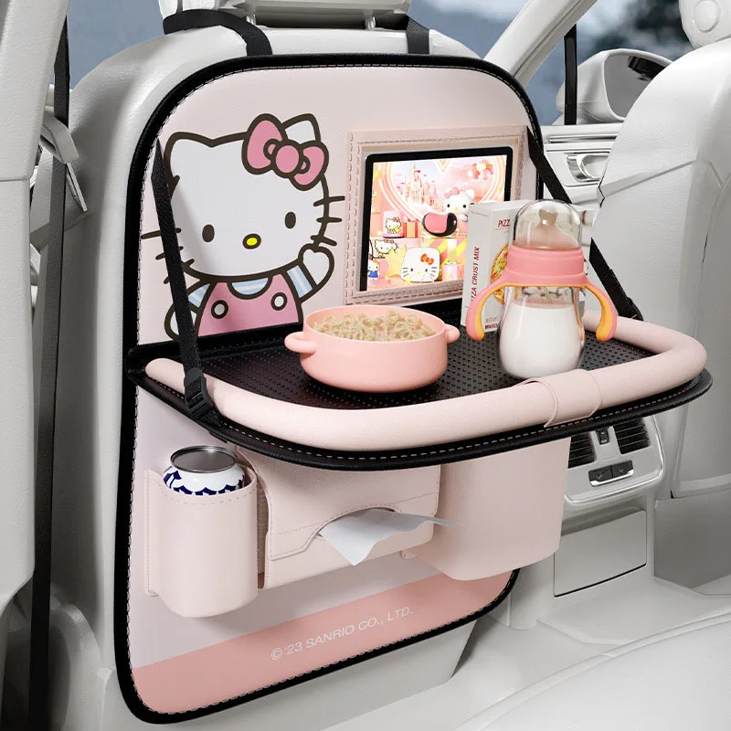Sanrio autosedačky stolové skladovanie jedálenský stôl Skladovacia škatuľa Karikatúra Hello Kitty Car Multifunkčný nápojový pohár