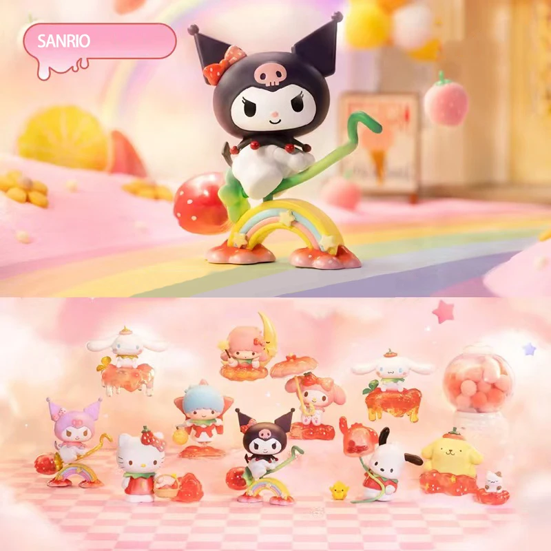 Sanrio Blind Box Sweet Strawberry Paradise Originálny darček k narodeninám Kawaii Detská hračkárska dekorácia Hello Kitty Kuromi