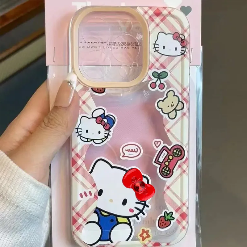 Sanrio Blue Clothes Hello Kitty Bow roztomilý puzdro pre telefón pre iPhone 16 15 14 13 12 11 Pro Max xr xs max 7 8 plus Y2K Creative Cover