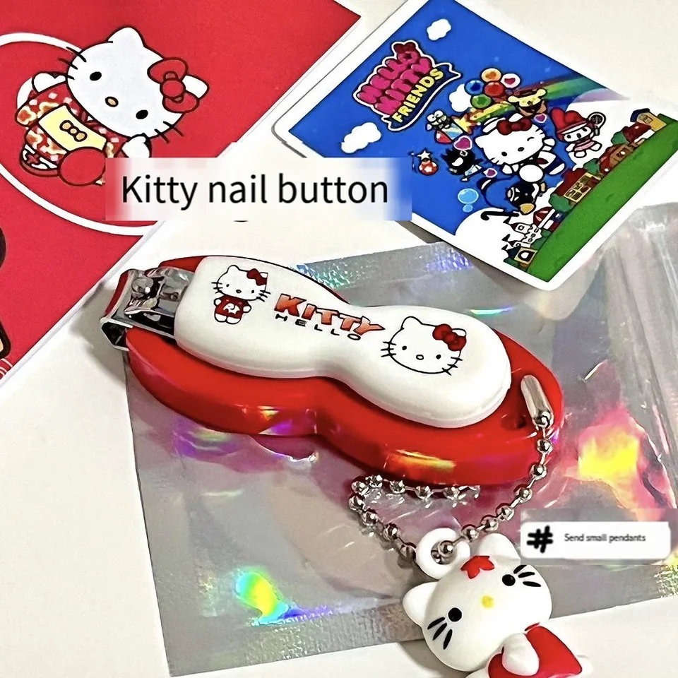 Sanrio Cartoon Clippers Clippers z nehrdzavejúcej ocele Keychain Hello Kittle Prenosné skladacie klipy na nechty Clippers Roztomilé ženy manikúrové náradie darček