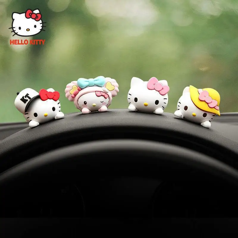 Sanrio Cartoon Hello Kitty Car Soft Gumber Ozdoby DIY DETORÁCIA Anime prístrojová doska dekorácie Darci