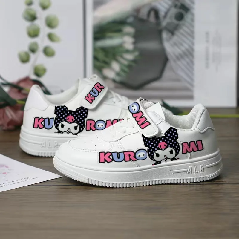 Sanrio Cartoon Kuromi White Girls 'letné lolita topánky deti mimo biele topánky Student tenisky 2024 noví chlapci a dievčatá všestranné