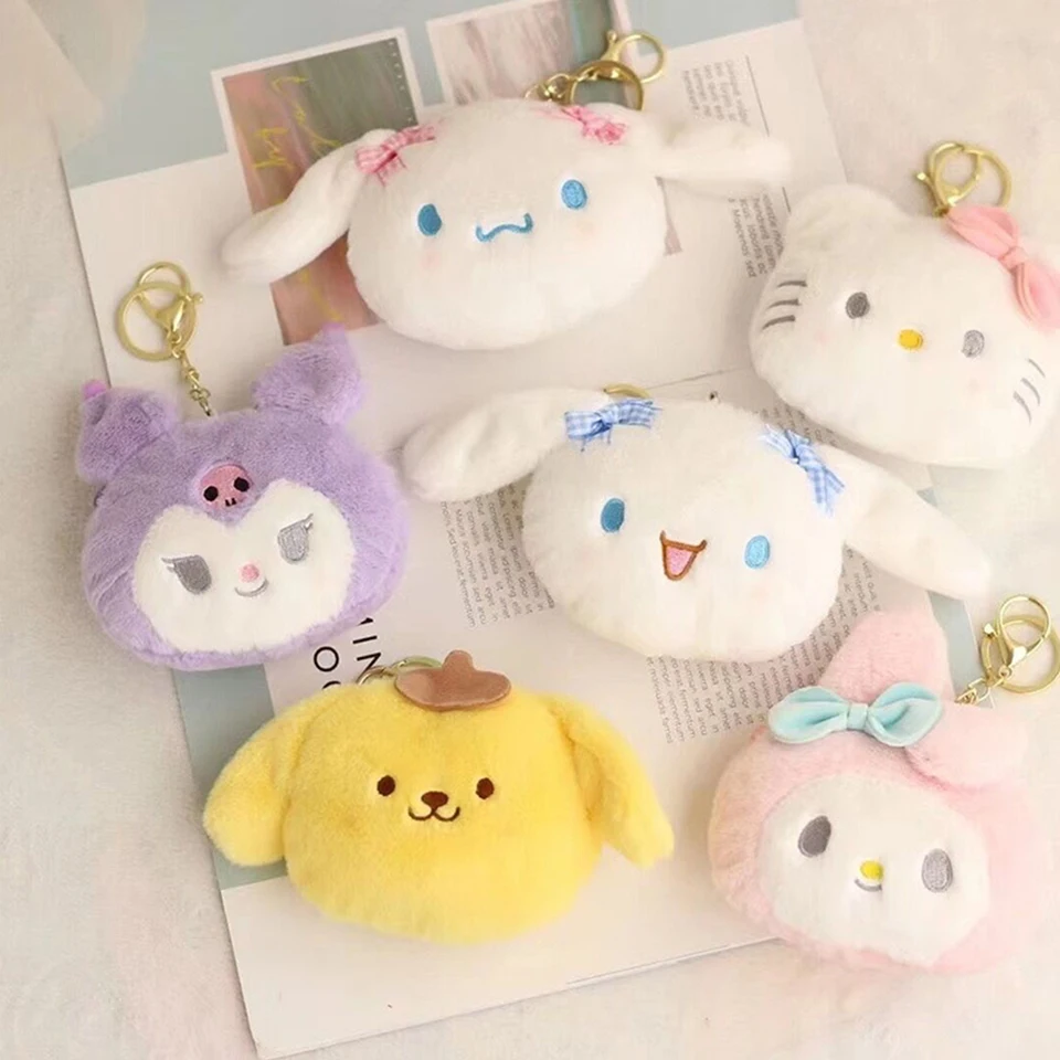 Sanrio Cartoon Melody Plyšová kabelka Keychain Hello Kitty Coin Coin Cinnamoroll Plyš