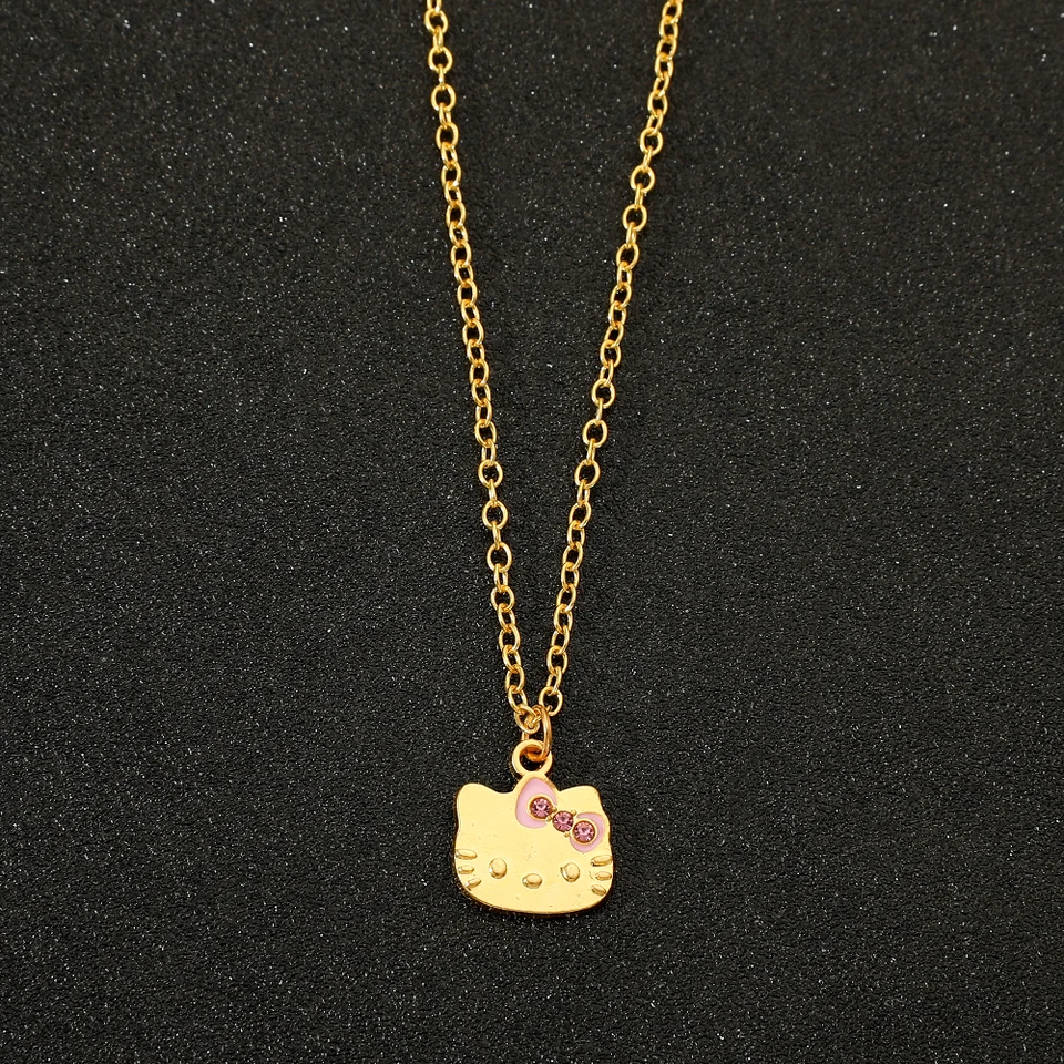 Sanrio Cute Hello Kitty prívesok Náhrdelník Zlato klasická anime postava Hello Kitty náhrdelník anime periférne dekorácie krku