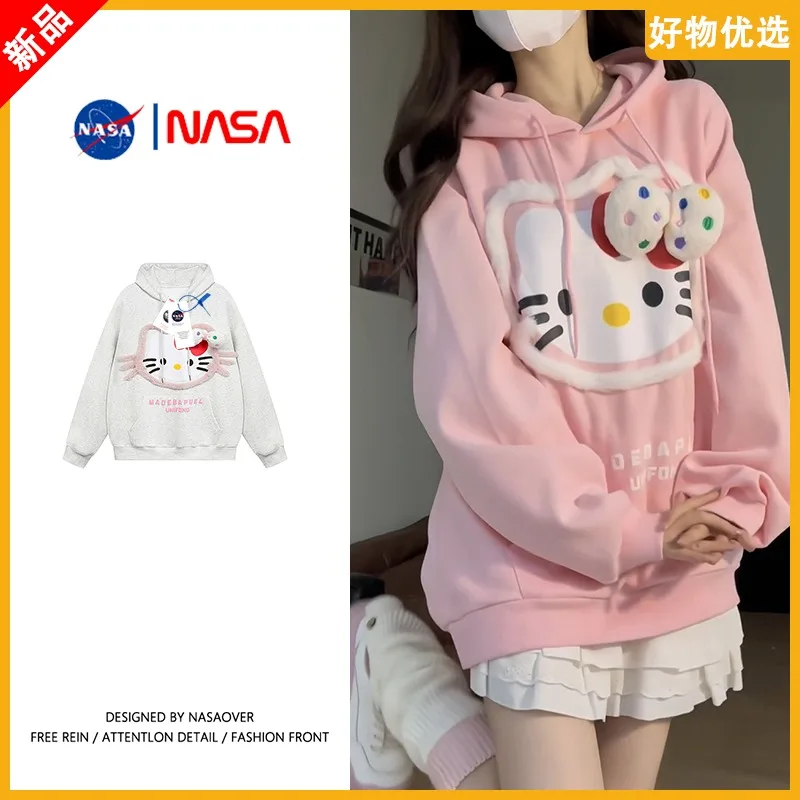 Sanrio Dámska módna estetika Y2K Clothing Japanese Hello Kitty Hoodie Jeseň Zimná retro retro top móda Harajuku dlhý rukáv