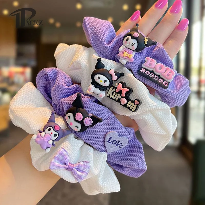 Sanrio Girls Hair Bands roztomilý karikatúra Kuromi vlasy lano kawaii elastická čelenka vlasové doplnky
