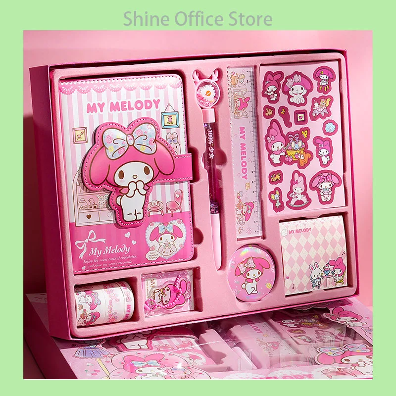 Sanrio Handbook Stationery Set Gift Box My Melody Kuromi Notebook gél gélové pero karikatúra denník Poznámkový blok Kawaii dievča študentské kancelárske potreby