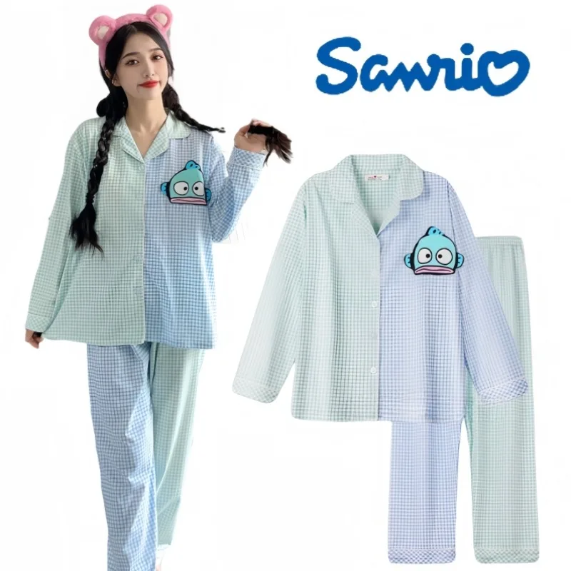 Sanrio Hangyodon s dlhým rukávom s dlhým rukávom pyžama sada čisto bavlnená teplá salónik spálne spálne
