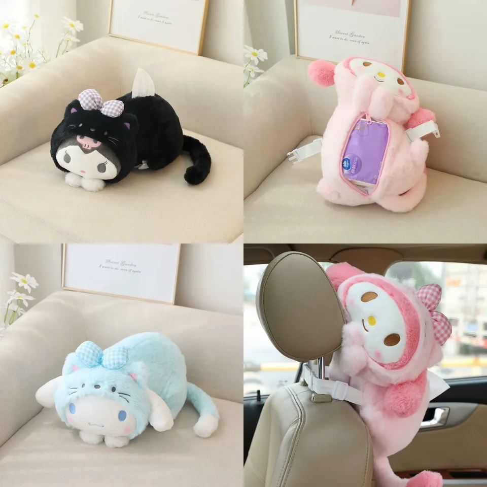 Sanrio Healing Cat Series plyšová hračka Kuromi Cinnamoroll My Melody Stuff Doll Car, Doll Doll Cartoon