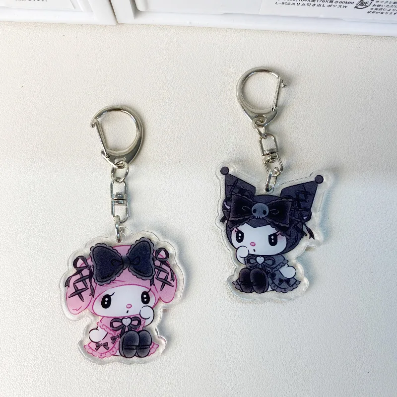 Sanrio Hello Kitty akryl Keychain Anime postava Kuromi Cinnamoroll My Melody Schoolbags Decoration Model Detský darček k narodeninám