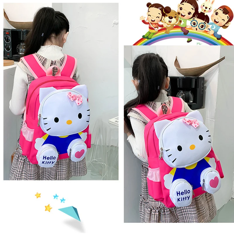Sanrio Hello Kitty batoh Kawaii Študent Schoolbag Vysoko kapacita Casual School Bag Kid Strave Bag Kvalita nylon pre darček darček