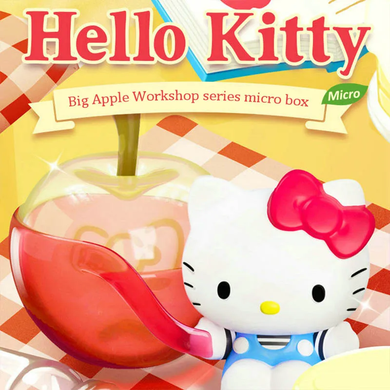 Sanrio Hello Kitty Big Apple Workshop Series Blind Box Micro Kawaii Mini Model Dekorácie pre darčeky pre deti