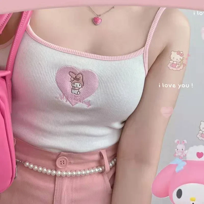 Sanrio Hello Kitty Camisole roztomilý anime karikatúra Kuromi Cinnamoroll My Melody Girls letné sexy tube Top vesta Prázdninové darčeky