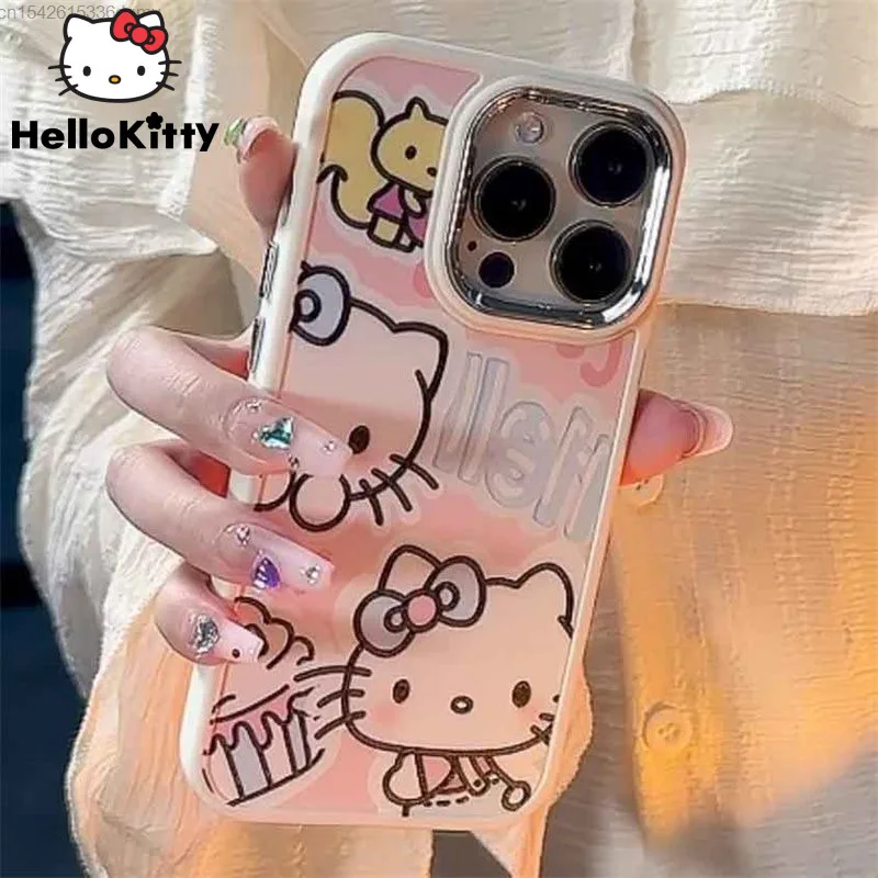 Sanrio Hello Kitty Cute Anime Kórejský štýl iPhone puzdro pre 14 13 12 11 Pro Max Kawaii Telefónový kryt iPhone 7 8 plus y 2k shell