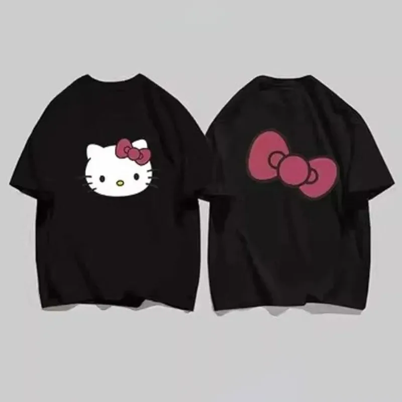 Sanrio Hello Kitty Cute Anime Patterns Fun Tlač letných mužov dámske bavlna Top harajuku neformálne karikatúra tričko y2k krátke rukávy