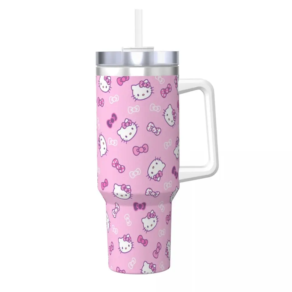 Sanrio Hello Kitty Kawaii Cartoon Tumbler Cold a horúca voda fľaša udržiavať teplo z nehrdzavejúcej ocele Tepelné šálky Cestovné auto hrnčeky