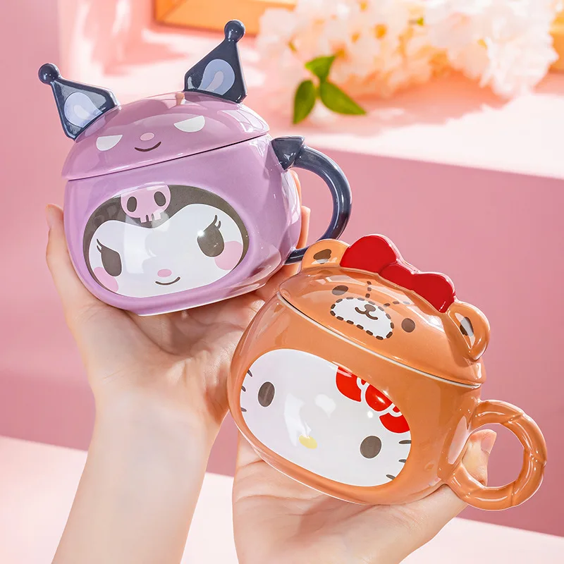 Sanrio Hello Kitty keramický hrnček kuromi roztomilý sladký anime karikatúra Melody s vekom pitie pohár domácej kancelárie