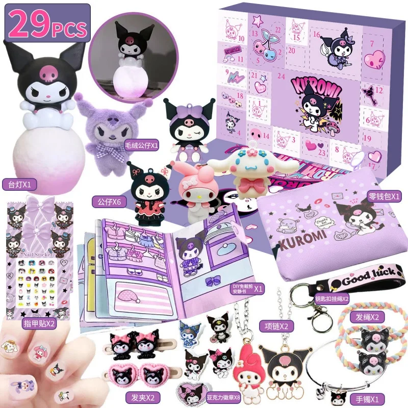 Sanrio Hello Kitty Kuromi Anime Anime Christmar Calendar Blind Box Advent Figures Halloween Countdown Prekvapenie darček pre deti