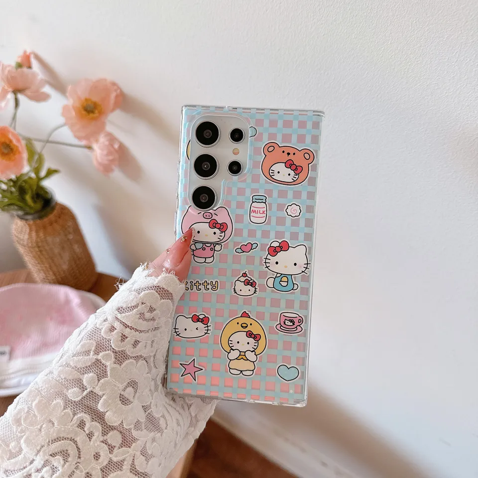 Sanrio Hello Kitty puzdro s magnetickým tvrdým puzdrom Magsafe pre Samsung Galaxy S 25 24 Ultra 24 23 Fe 22 Plus mäkký kryt