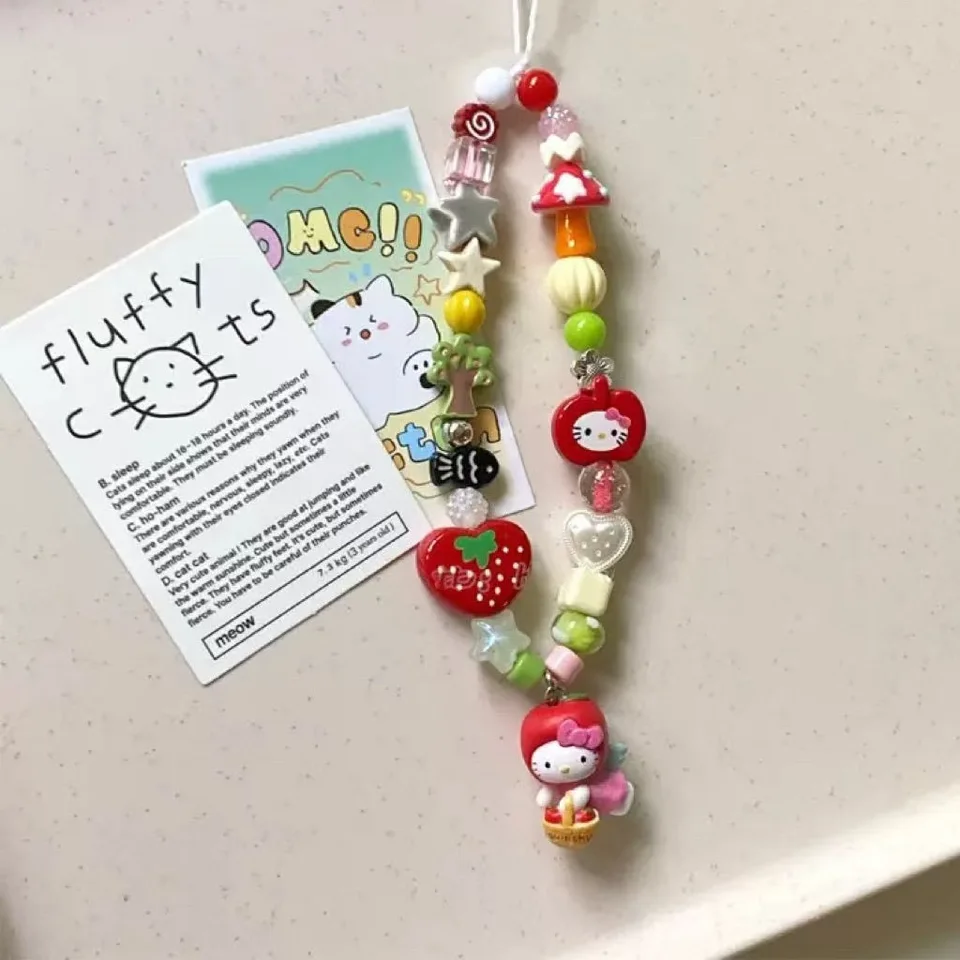Sanrio Hello Kitty roztomilé karikatúra jablko KT Cat Toy Keychain Kawaii Perifery Krásny batohový batoh