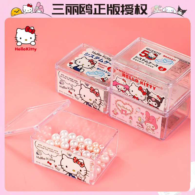 Sanrio Hello Kitty Storage Box s obalom stohovateľným prachom nepriestrelným šperkom Domácnosť Priehľadná mymely prenosná prenosná malá pilulka