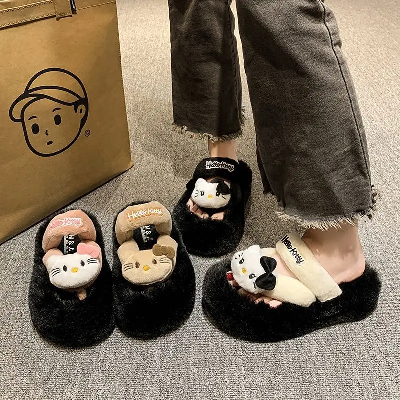 Sanrio Hello Kitty Sweetheart Girl Plush Flip-Flop Kórejská verzia móda roztomilé klinkyň