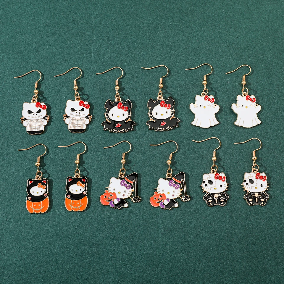 Sanrio Hello Kitty vianočné náušnice módne duchovné mačiatko náušnice vianočné dievčatá darček