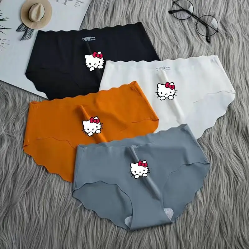 Sanrio Hello Kitty Vytlačené bezšvové nohavičky Študenti Underwear Sexy ženy priedušné ľadové kúsky spodná bielizeň dievčenské nohavičky