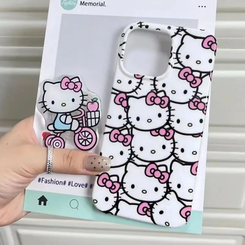Sanrio Hello Kitty White na pozadí puzdro pre iPhone 15 14 13 12 11 Pro Max xr xs max 7 8 plus ružový kryt kawaii