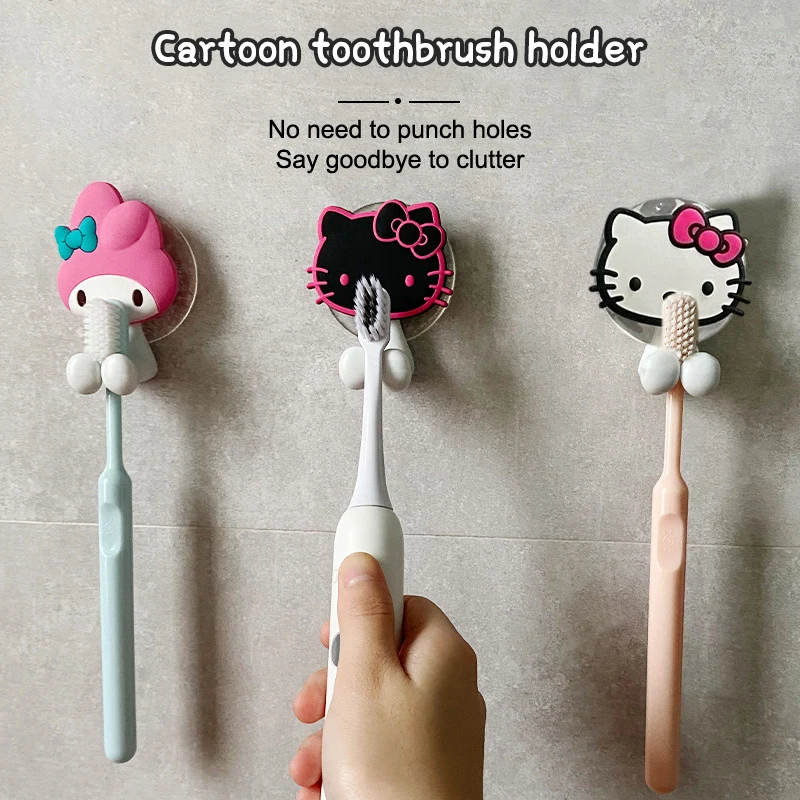 Sanrio Hello Kitty zubná kefka držiak anime moja melódia Kuromi postava na stenu namontovaná polica kuchynská kúpeľňa detské hračky