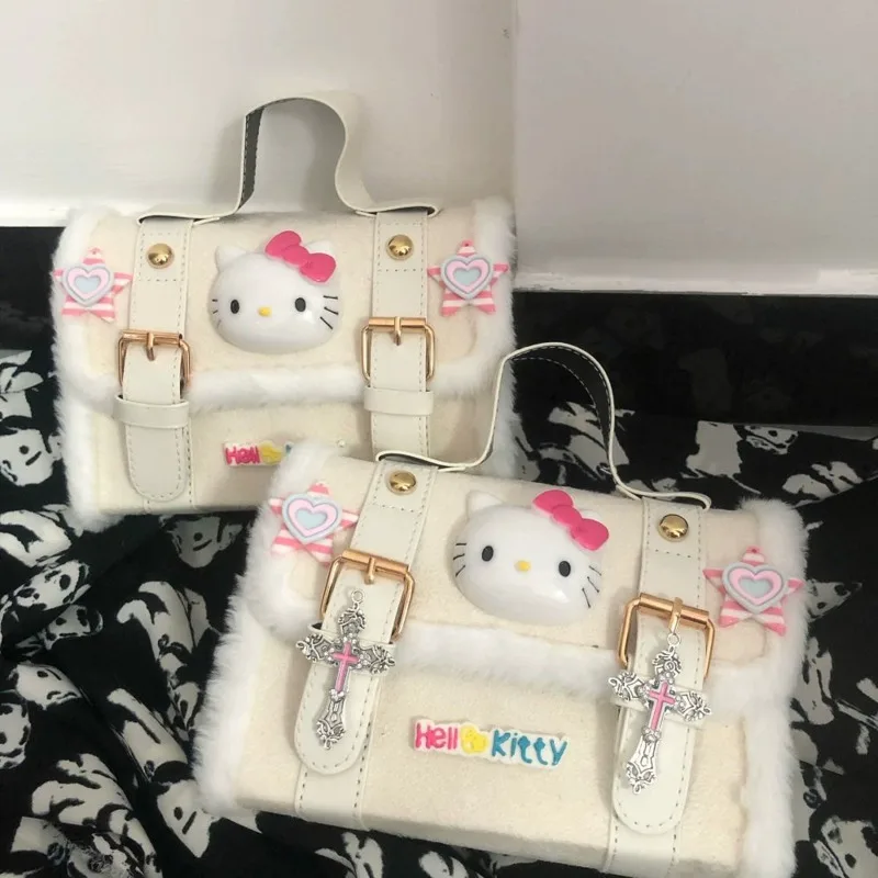 Sanrio Hello Kitty Ženy Nová móda Single rameno Crossbody taška Roztomilé výklenky všestranné Crossbody Bag Winter Trend Bag Bag